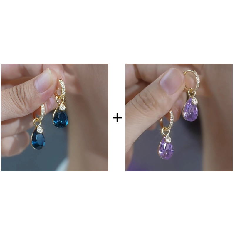 Elegant Teardrop Crystal Dangle Hoop Earrings