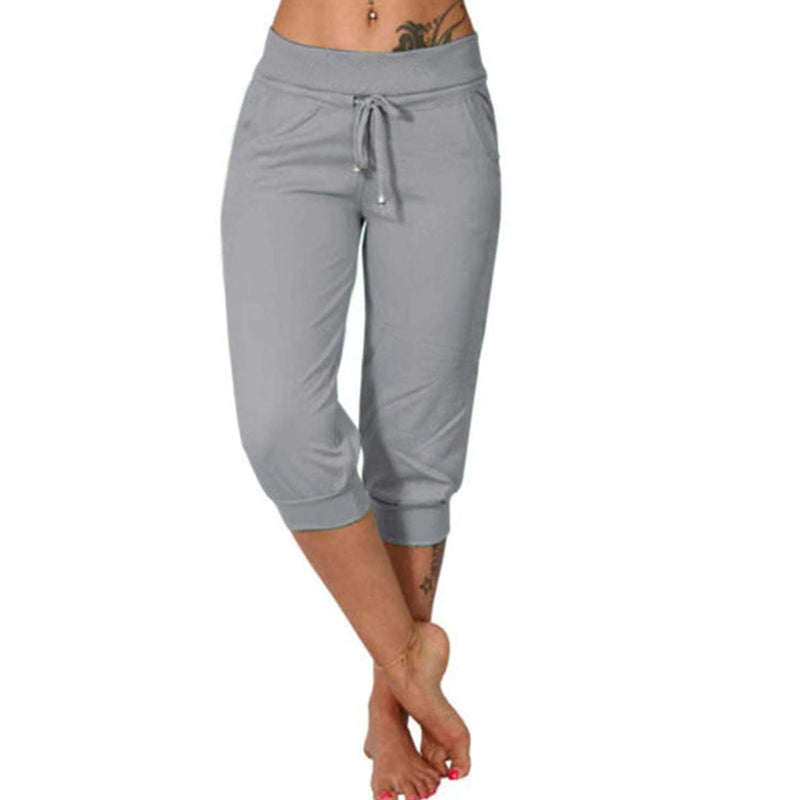 đ„Solange der Vorrat reicht 50 % Rabatt!đDamen 3/4 Jogginghose â Strickstoff, Hoher Bund mit Kordelzug, Mit Taschen