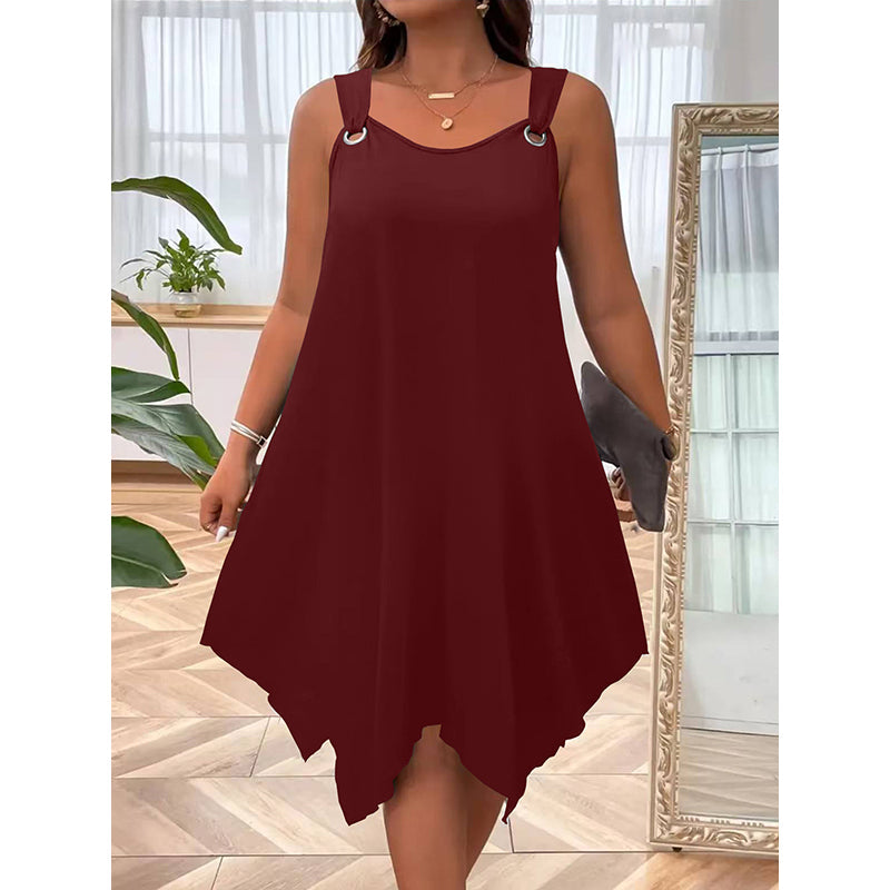 đ˘Mid-Season Sale: â50% nur fĂźr kurze Zeitâ°Ărmelloses Damenkleid mit asymmetrischem Saum