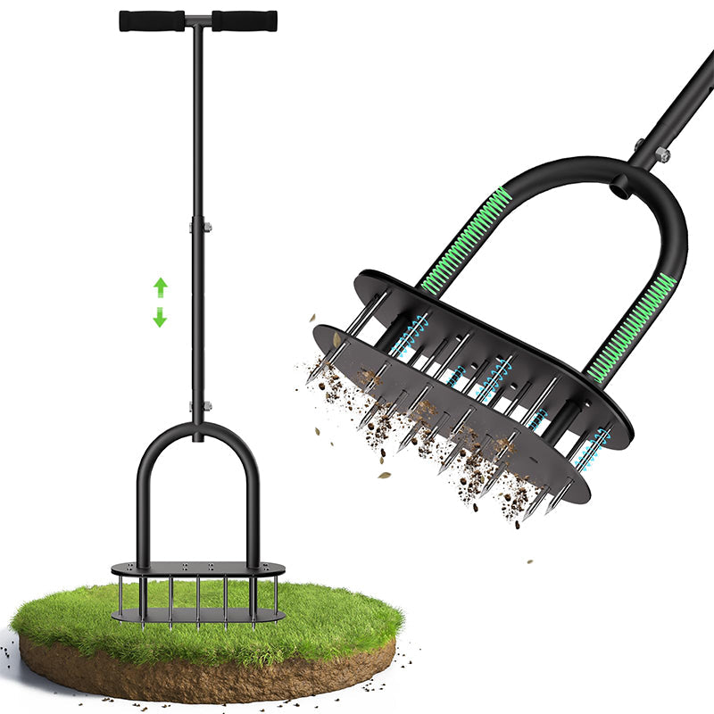 🌱50% RABATT! ✨ Manueller Rasenbelüfter aus Karbonstahl mit verstellbarem Griff