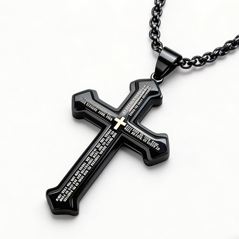 ✝️⏰ Herren-Vaterunser-Kreuz-Halskette – 50% RABATT! Edelstahl, robust & perfekt als Glaubenssymbol oder Geschenk ✨