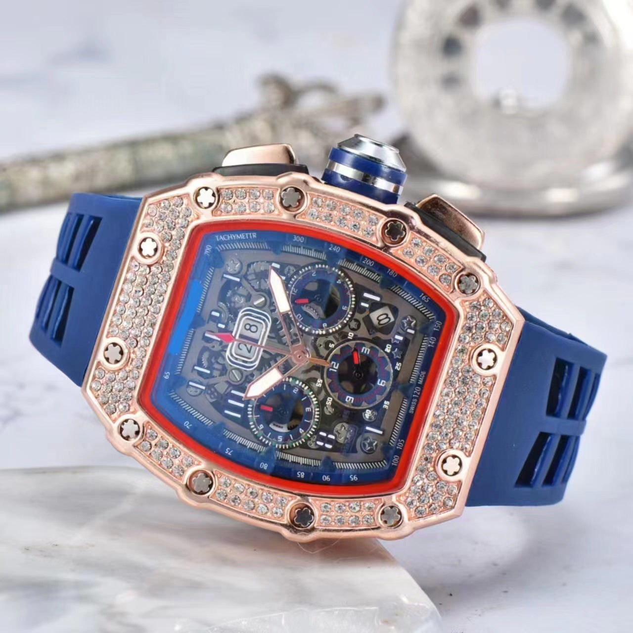 ⌚Limitierte Auflage – 55 % Rabatt!✨Luxuriöse Herrenuhr in Tonnenform mit Strassverzierung