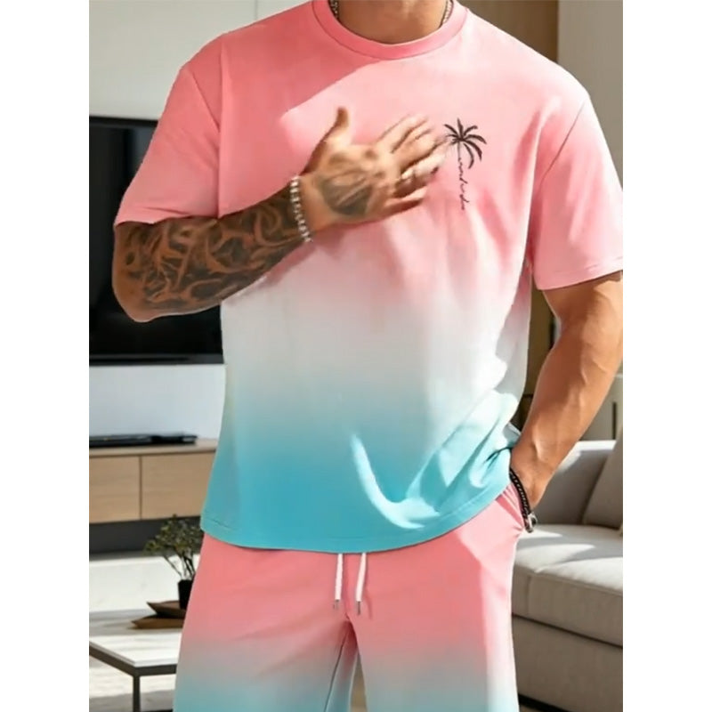 đđ´ 50% RABATT â NUR FĂR KURZE ZEIT! 2-teiliges Sommer-Set fĂźr Herren â Kurzarm-Shirt & Shorts mit Palmen-Print & Farbverlauf, atmungsaktiv, bequem & perfekt fĂźr Strand, Urlaub & Alltag đ
â¨