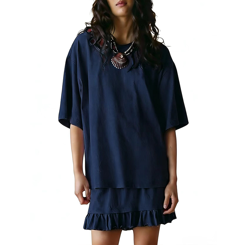 ⏰ 50 % RABATT – Nur für kurze Zeit ✨👚 2-teiliges Freizeit-Set – kurzärmeliges Oberteil mit Rundhals & Faltenrock, bequem, atmungsaktiv & vielseitig für Alltag, Büro & Freizeit 🌸