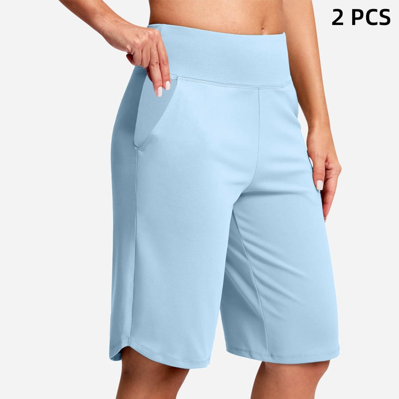 👖 LETZTER TAG SONDERVERKAUF 50% RABATT! Hochtaillierte Damen Yoga-Shorts mit Seitentaschen – 8 Farben, elastisch & bequem für Sport und Alltag