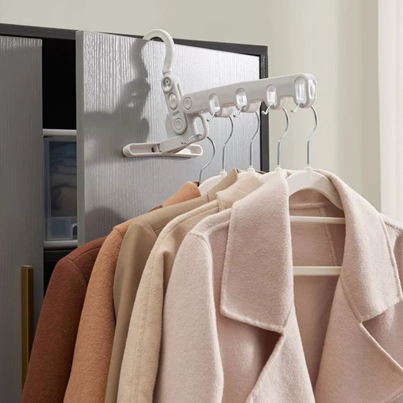 🧥 Faltbarer Kleiderbügel – 5 Haken, platzsparend, ideal für Reisen!