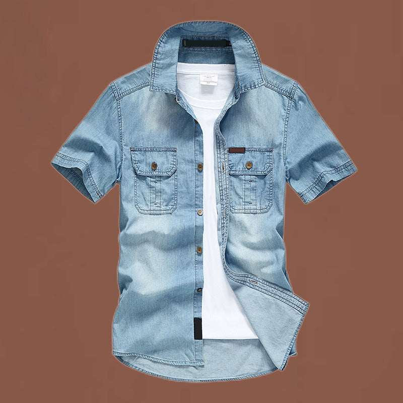 🛍️ 50 % Rabatt – 2026 Denim-Hemd für Herren – kurzärmelig, lässiger Schnitt, vielseitig für Alltag & Freizeit 🌿