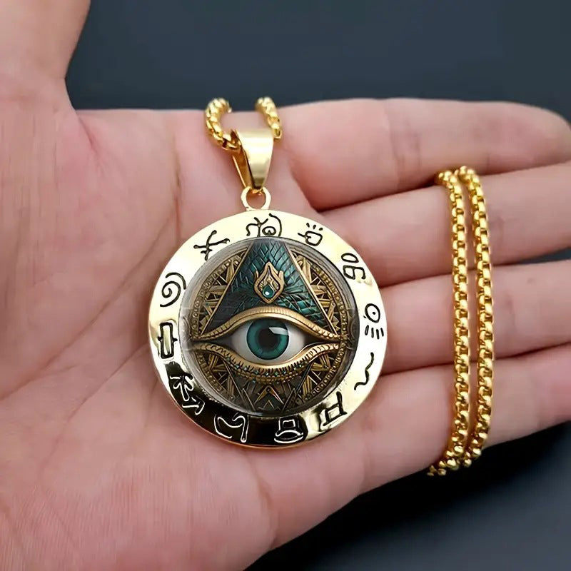 📢📢50 % RABATT !! ⏰👁️ Vintage-Halskette mit Allsehendem-Auge-Anhänger – detailreiches Motiv, aus leichtem Zinklegierung und vielseitig kombinierbar ✨