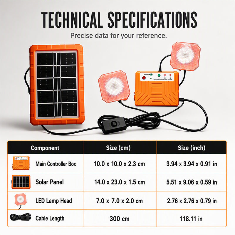 ☀️ Tragbares Solarstromsystem – 4 W Panel, 2400 mAh Akku, Typ-C/USB/DC. Inkl. 2 LED-Leuchten. Wasserdicht, stoßfest. Für Camping & Notfälle 🛡️