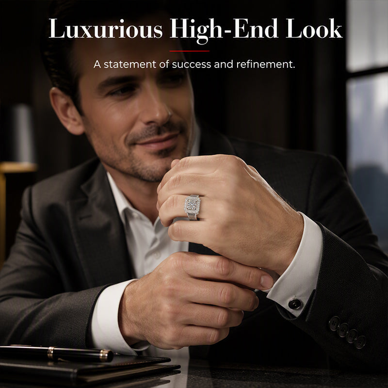 💍50 % RABATT⏰ Eleganter funkelnder quadratischer Halo‑Ring, fängt das Licht wunderschön ein – ideal für Party, Verlobung oder Geschenk