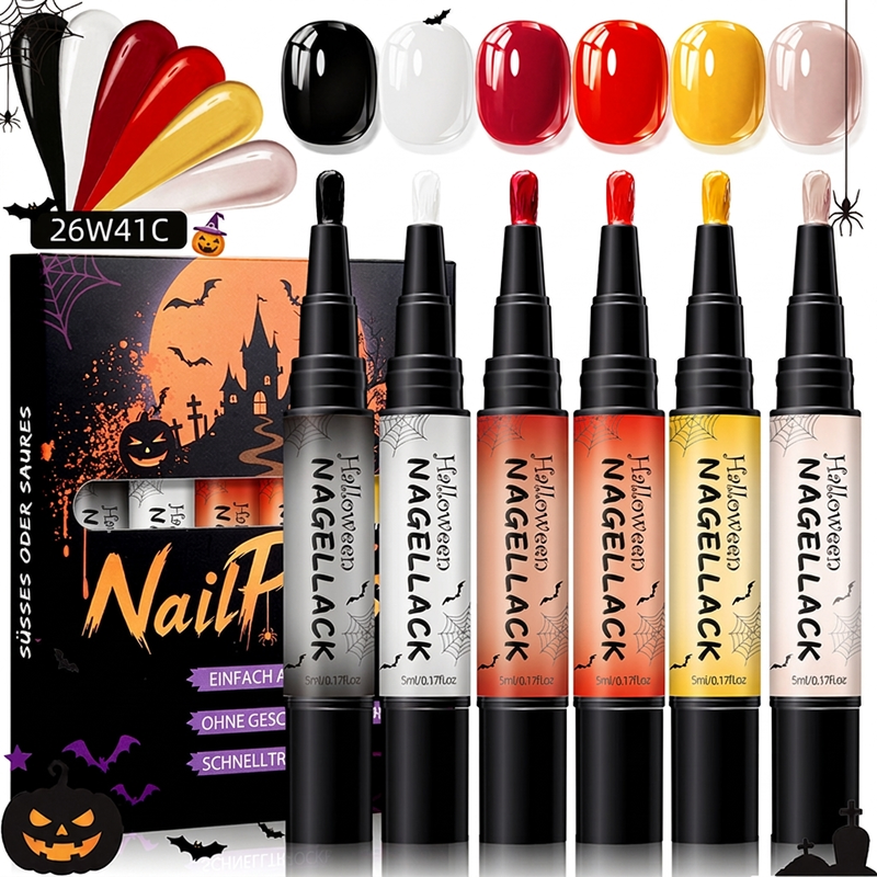 Schnelltrocknendes Halloween-Nagellackstift-Set