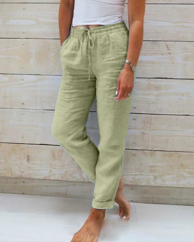 👖 56% RABATT! 🌿 Damenhose aus Baumwolle & Leinen mit Elastischem Bund – Bequem, Atmungsaktiv & Lässiger Look 🥰