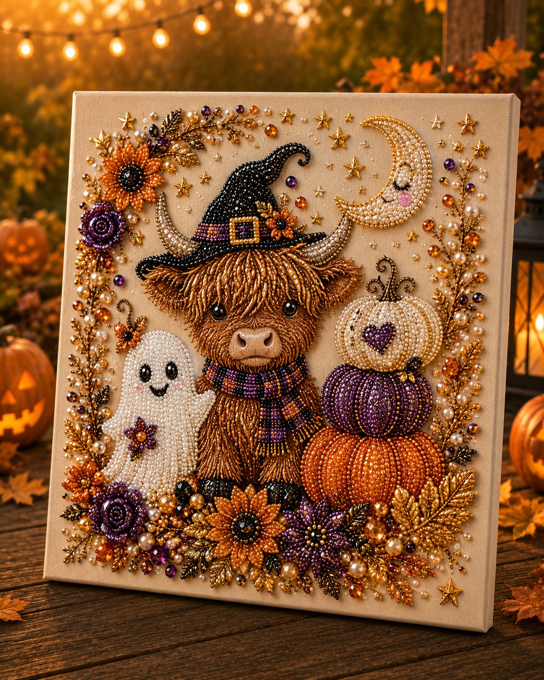 👻✨50.000 VERKAUFT!🎃 Halloween Perlkunst DIY-Kit – Keine Malfähigkeiten erforderlich, einfach Perlen zuordnen und platzieren. Erstelle gruselig-süße Dekoration für ein gemütliches Herbst-Zuhause! 🧵🖼️