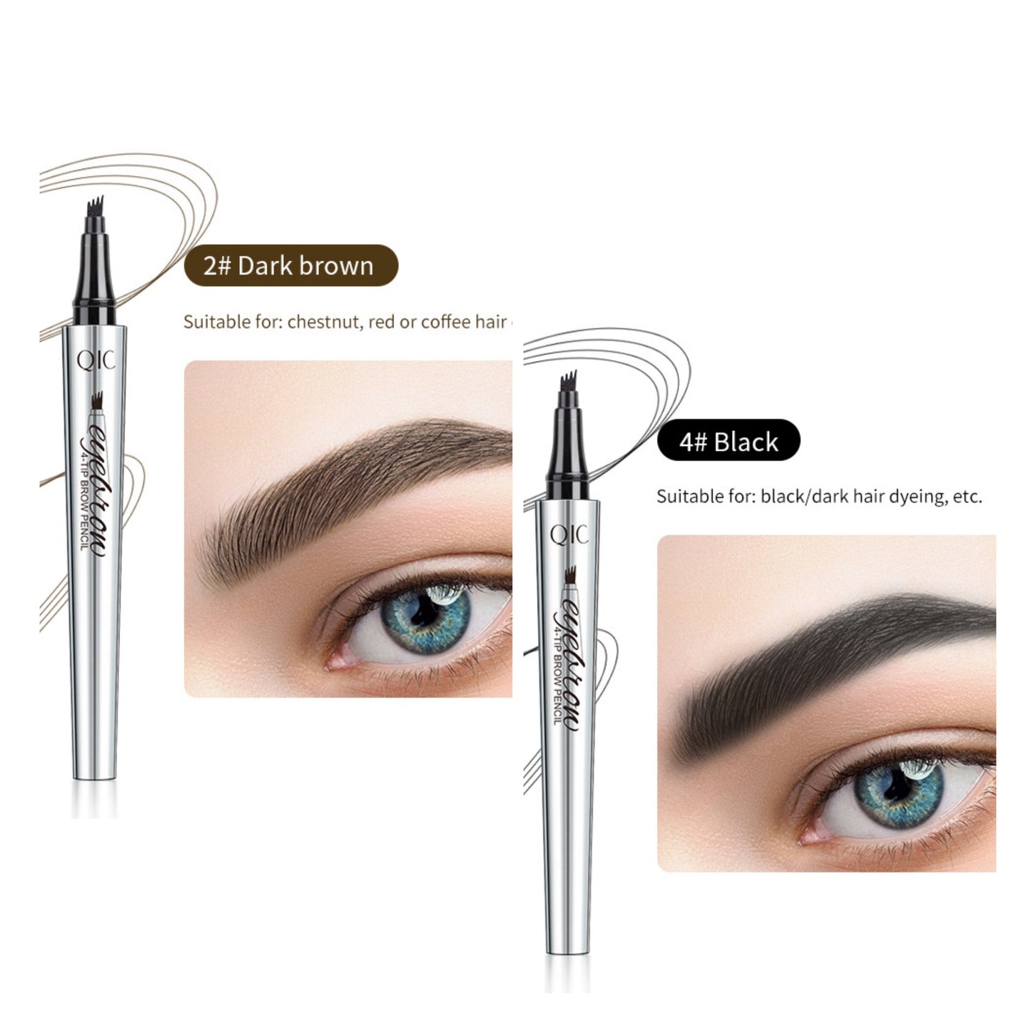 💄 KÖP 1 FÅ 1 GRATIS! ✨ 3D Vattenfast Microblading Ögonbrynspenna – 4-Piggar, Naturlig Look & Långvarig Hållbarhet 👁️