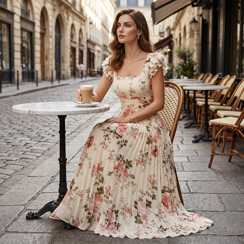 👗🌺 ELEGANTES BLUMENPRINT-MAXI-KLEID MIT PLISSEEFALTEN – 50% RABATT! Romantisch, schmeichelhaft & perfekt für Frühling, Sommer & festliche Anlässe 💫