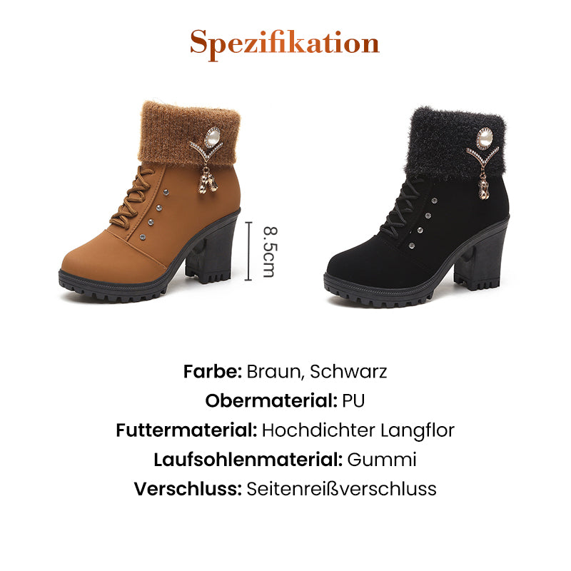 👢 Warm gefütterte Damenstiefeletten mit Blockabsatz