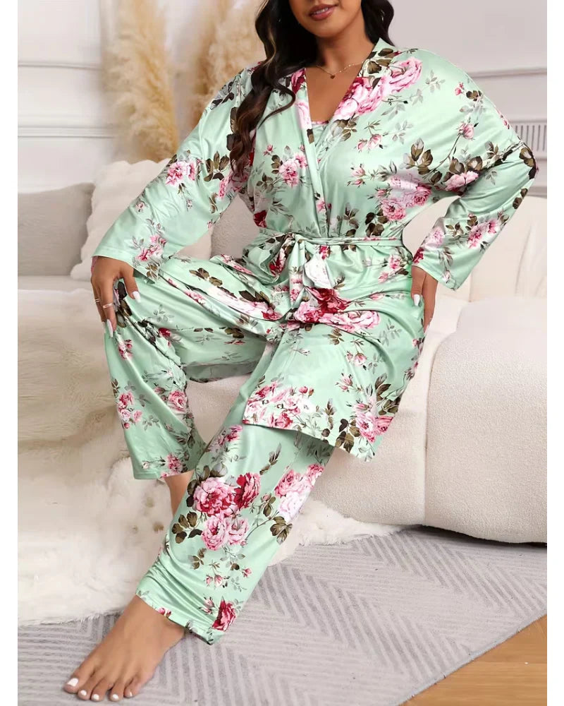 🔥🔥Über 20.000 Stück verkauft!!🧥 🛌 Bequemes 3-teiliges Pyjama-Set – Bademantel, Hemd und lange Hose | Perfekt für entspannte Abende und als Geschenk🌟