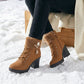 👢 Warm gefütterte Damenstiefeletten mit Blockabsatz
