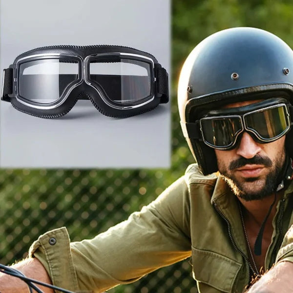 🔥50 % Rabatt🔥 Vintage Motorradbrille – UV-Schutz, antibeschlagend & verstellbarer Riemen – Sicherer Look für jede Fahrt 🌟