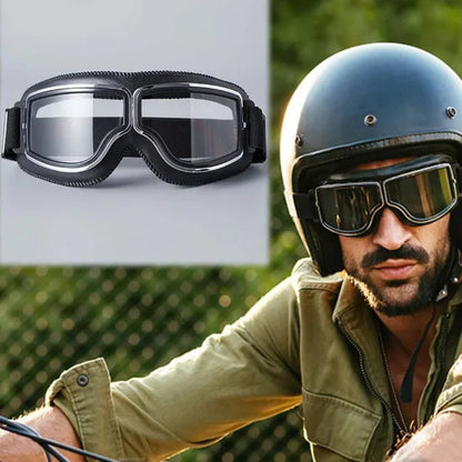 🔥50 % Rabatt🔥 Vintage Motorradbrille – UV-Schutz, antibeschlagend & verstellbarer Riemen – Sicherer Look für jede Fahrt 🌟