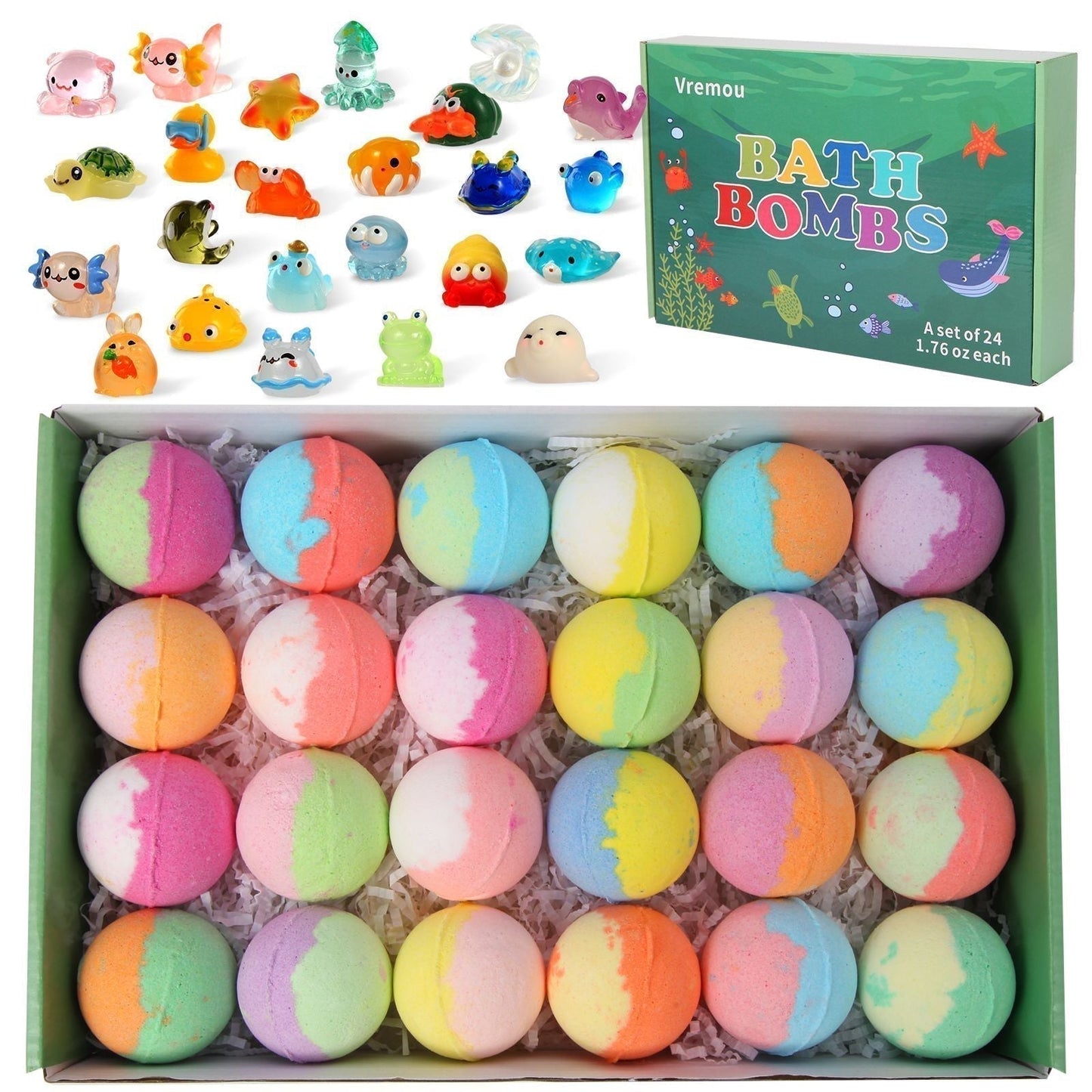 🛁Badebomben mit Ozeanmotiv | 60 g x 12 Stück, schaumiges Badevergnügen & tolle Geschenkidee ✨