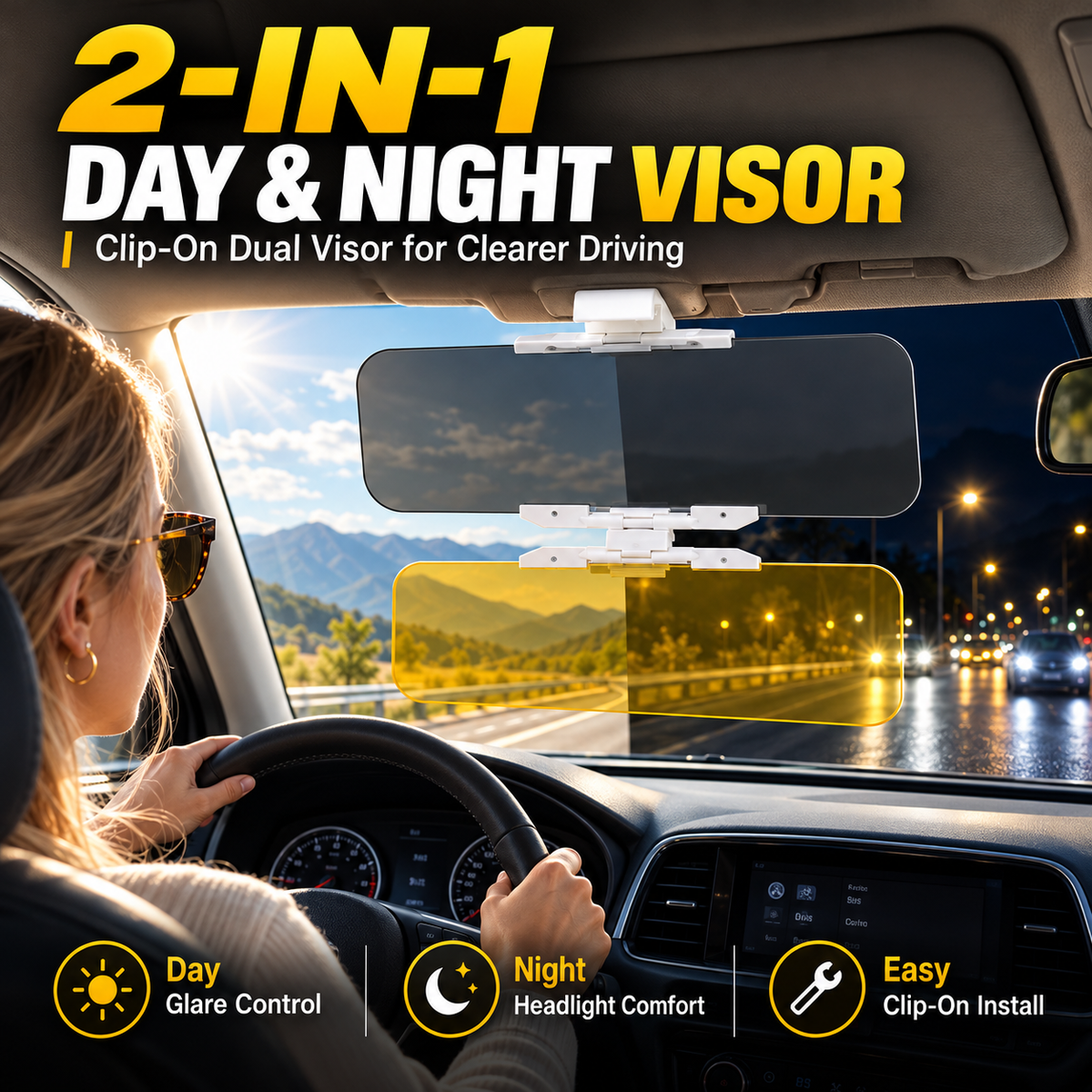🎁2026 Neuheiten 50% RABATT💥🚗 Sicherer Fahren bei Tag & Nacht 🌙 Universelle HD Blendschutz-Sonnenblende fürs Auto ✨
