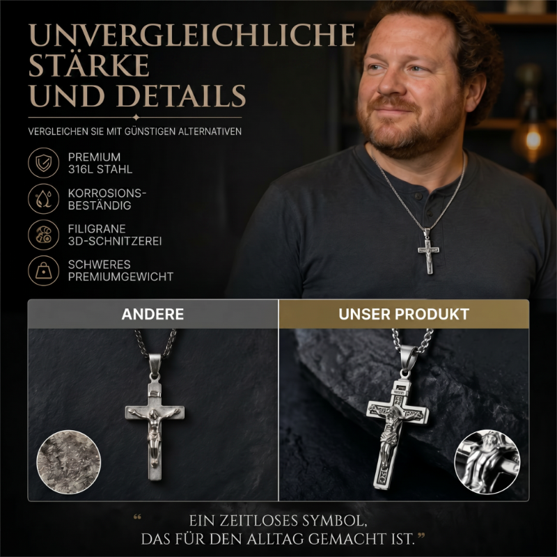 ✝️ 50 % RABATT! ⏰ Zartes, zeitloses Kreuz-Halsband – Feine Handwerkskunst, Edelstahl & dezenter Glanz – perfekt für den Alltag oder als bedeutungsvolles Geschenk 💛