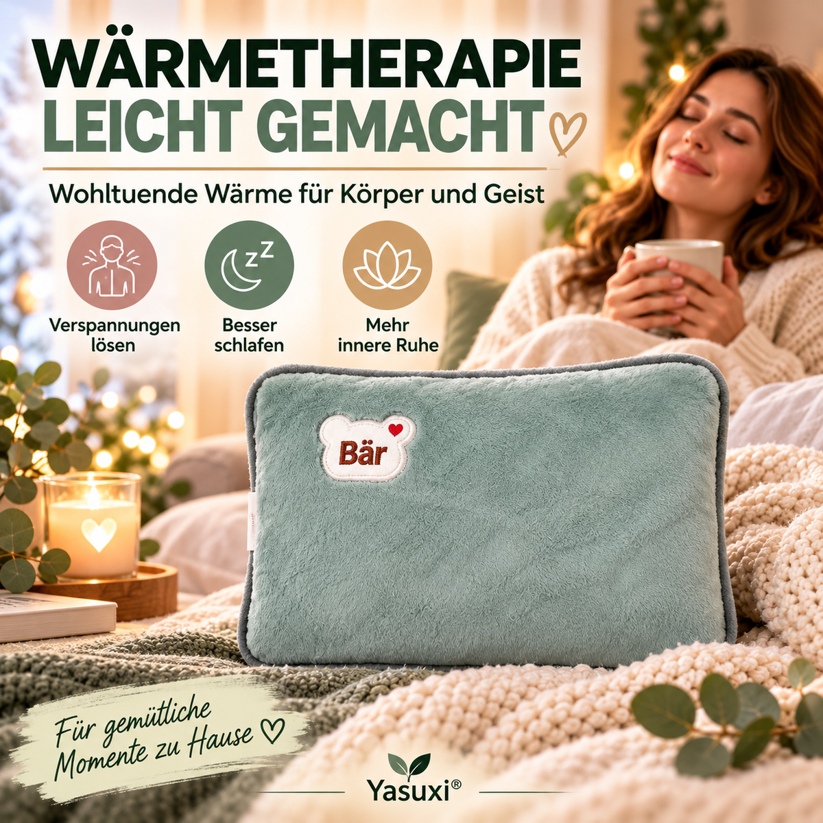 Wiederaufladbare elektrische Wärmflasche – Schnelle Heizung & Kuschelweicher Bezug