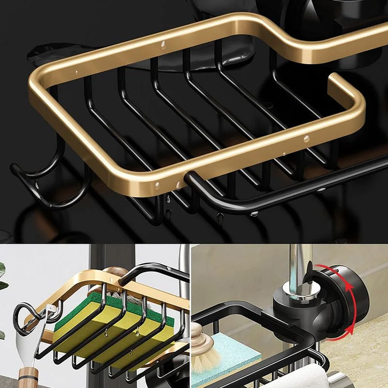 🔥 HOT SALE! Rostfreie Wasserhahn-Ablage aus Weltraum-Aluminium – Schluss mit Rost & Chaos am Waschbecken – langlebig, stabil & ideal für Küche & Bad 🚿✨