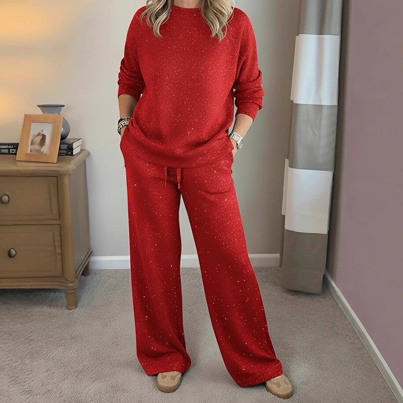 ⌛ Nur noch 3 Tage – 50 % auf alles! ⏰Damen-Glitzer-Zweiteiler: Pullover & Hose