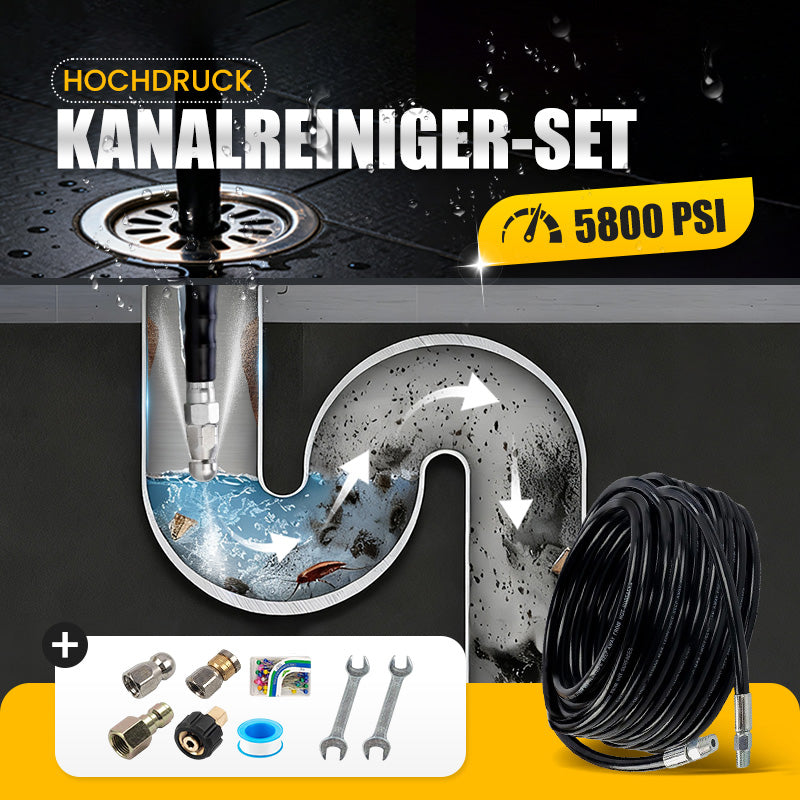 🚿 42% RABATT! ⚡ Reinigungsset für Abwasserkanäle 5800 PSI – Rotierende Düse, Verstärkter Schlauch & Effektive Rohrreinigung 🛠️ Kostenloser Versand