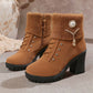 👢 Warm gefütterte Damenstiefeletten mit Blockabsatz