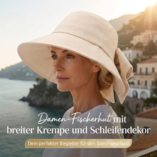 👒 Damen-Sonnenhut mit breiter Krempe und Schleife – faltbarer UV-Schutzhut, ideal für Strand und Urlaub 🎀