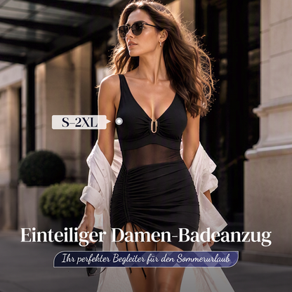 ⏰ 50 % RABATT – Nur für kurze Zeit ✨Eleganter Damen Badeanzug 🩱 Transparente Mesh-Details & Asymmetrischer Saum