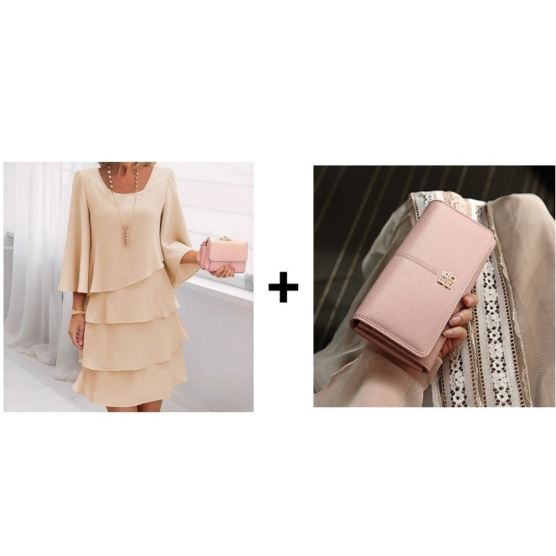 💎 48% RABATT! 💎 Elegantes Damen-Kleid mit Volantsaum – Zeitloser Quadratischer Ausschnitt & Fließende Ärmel