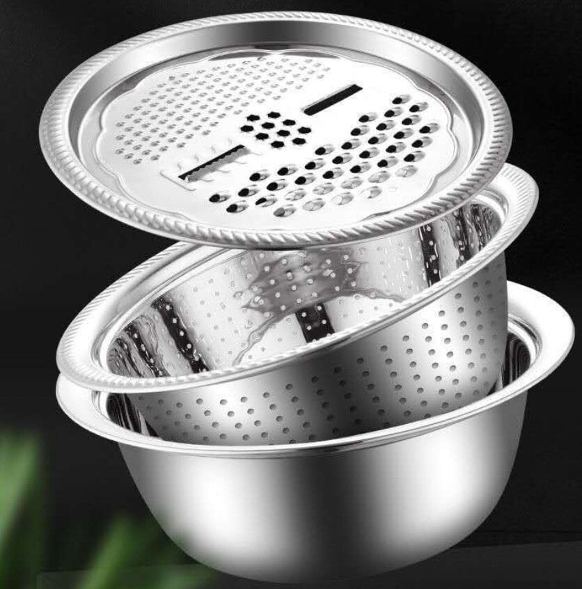 🔥 Heute -50 %! 🥣 3-in-1 Küchenschüssel-Set – Waschen, Abtropfen & Reiben in einem