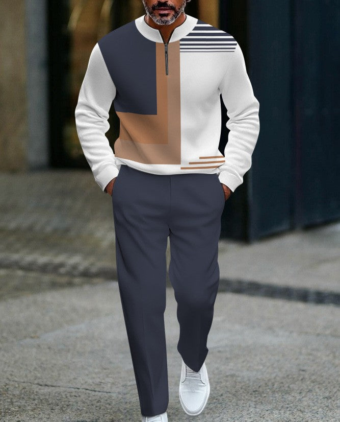 👕 50% RABATT! 🔥 Herren Color-Block Trainingsanzug-Set mit Viertel-Reißverschluss – Stilvolles Design, Bequeme Passform & Perfekt für Sport 🏃