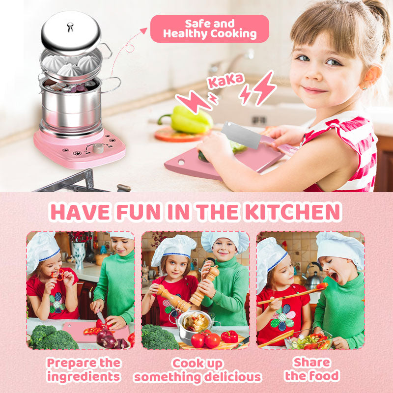 🔥 54% RABATT! 🎁👧🏻 Realistisches Mini-Kochset – Komplettes 22-teiliges Set mit Herd und Küchenutensilien für Kinder | Perfekt als Geschenk 🍳👨‍🍳