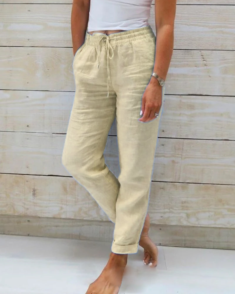 👖 56% RABATT! 🌿 Damenhose aus Baumwolle & Leinen mit Elastischem Bund – Bequem, Atmungsaktiv & Lässiger Look 🥰