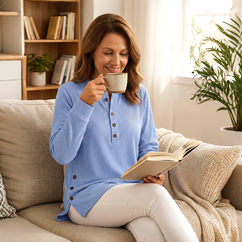 ✨🎅Weihnachtsangebote – Nur für kurze Zeit!⏰Langärmeliges, locker gestricktes Sweatshirt aus einfarbigem Material mit Rundhalsausschnitt für Damen