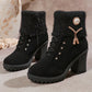 👢 Warm gefütterte Damenstiefeletten mit Blockabsatz