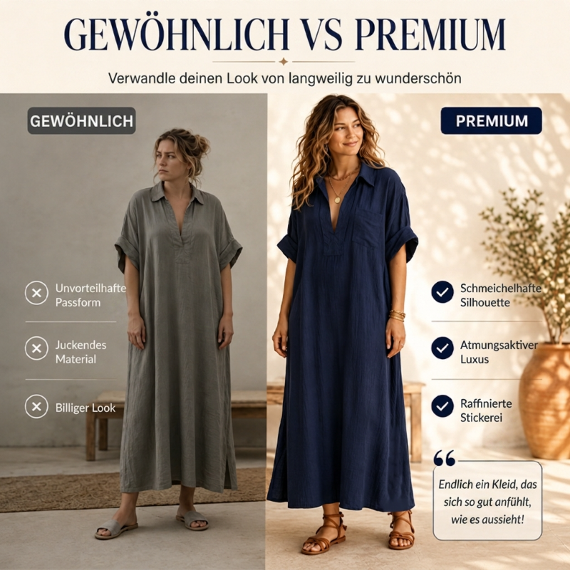 👗 50% RABATT!✨ Zeitloses Kleid in gedeckten Farben – klare Linienführung, weich fallender Stoff, passt zu jedem Anlass – von morgens bis abends