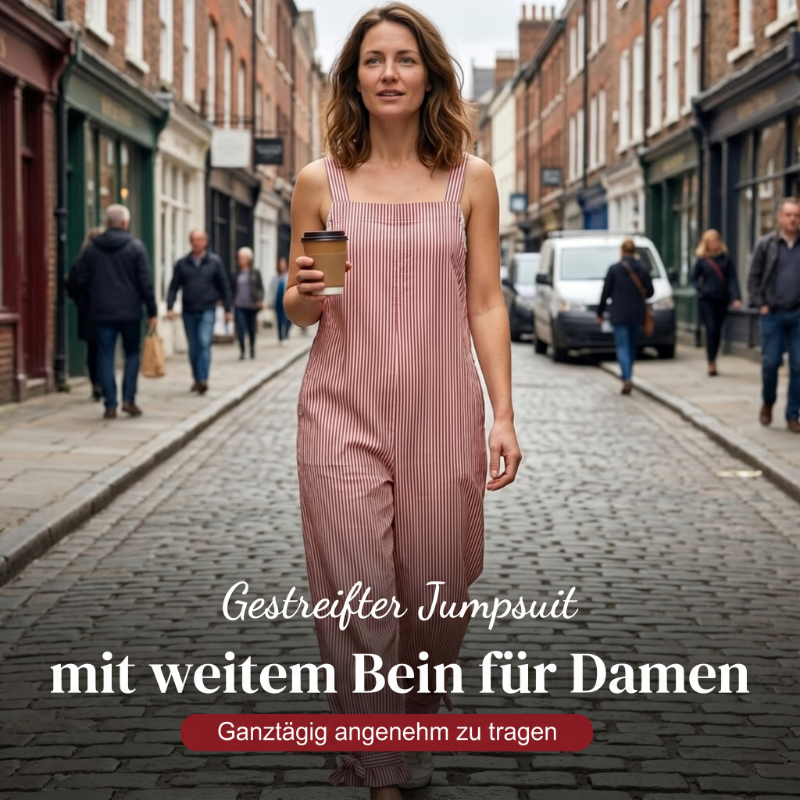 👗✨Sommer-Sonderangebot 50% RABATT!🌸 Lässiger gestreifter Overall mit schmalen Trägern – perfekt für Sommer & Urlaub