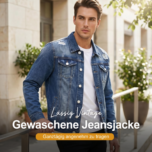 🔥Herren-Freizeit-Denimjacke im Used-Look mit Vintage-Wäsche