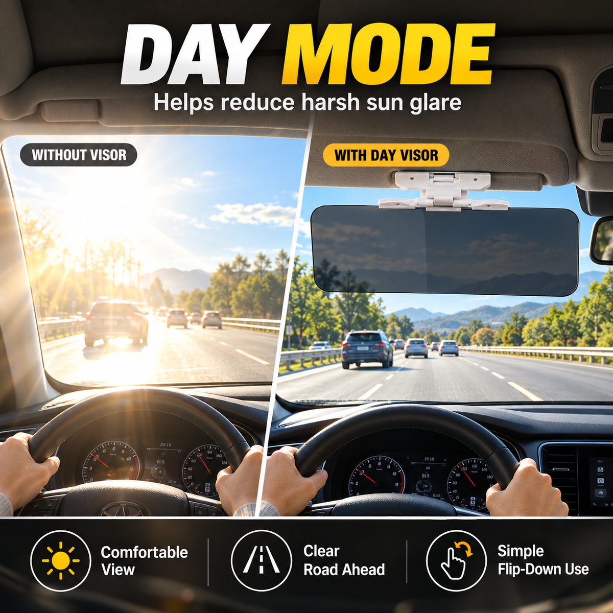 🎁2026 Neuheiten 50% RABATT💥🚗 Sicherer Fahren bei Tag & Nacht 🌙 Universelle HD Blendschutz-Sonnenblende fürs Auto ✨