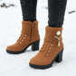 👢 Warm gefütterte Damenstiefeletten mit Blockabsatz