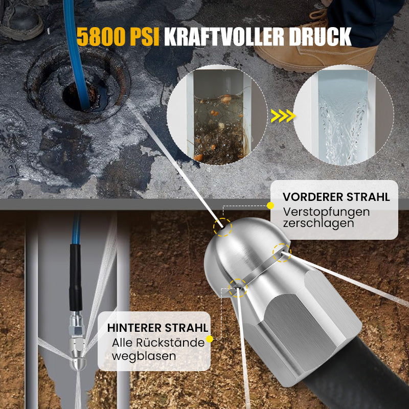 🚿 42% RABATT! ⚡ Reinigungsset für Abwasserkanäle 5800 PSI – Rotierende Düse, Verstärkter Schlauch & Effektive Rohrreinigung 🛠️ Kostenloser Versand