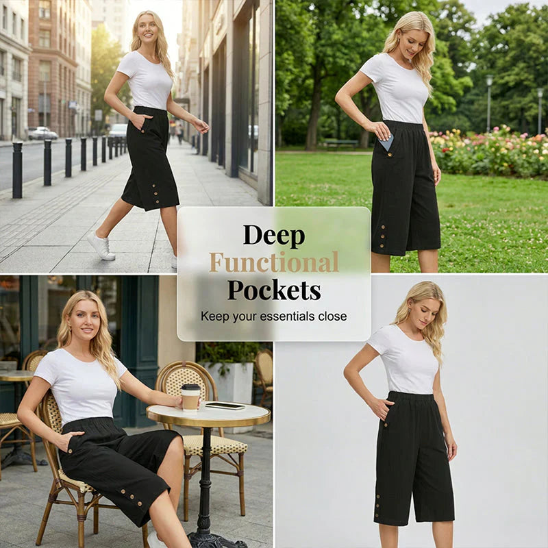 🌞 Sommerneuheiten – Jetzt bis zu 50% sparen! 💰Damen 5/8-Caprihose mit Gummibund – bequem, atmungsaktiv & vielseitig