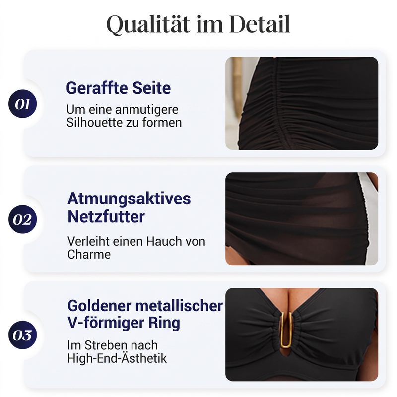 ⏰ 50 % RABATT – Nur für kurze Zeit ✨Eleganter Damen Badeanzug 🩱 Transparente Mesh-Details & Asymmetrischer Saum