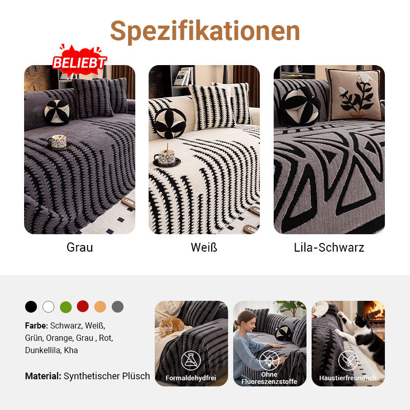 💥💥50% RABATT 2026!🛋️✨Plüsch Sofaüberwurf - Extra Dicke & Rutschfeste Decke mit Elastischen Kanten für Herbst und Winter 🍂❄️
